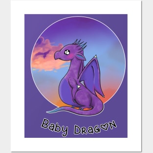 Sunset Baby Dragon 2 Posters and Art